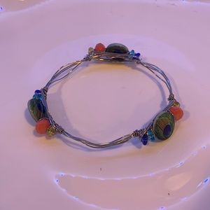Handmade Silver wire bracelet with beads